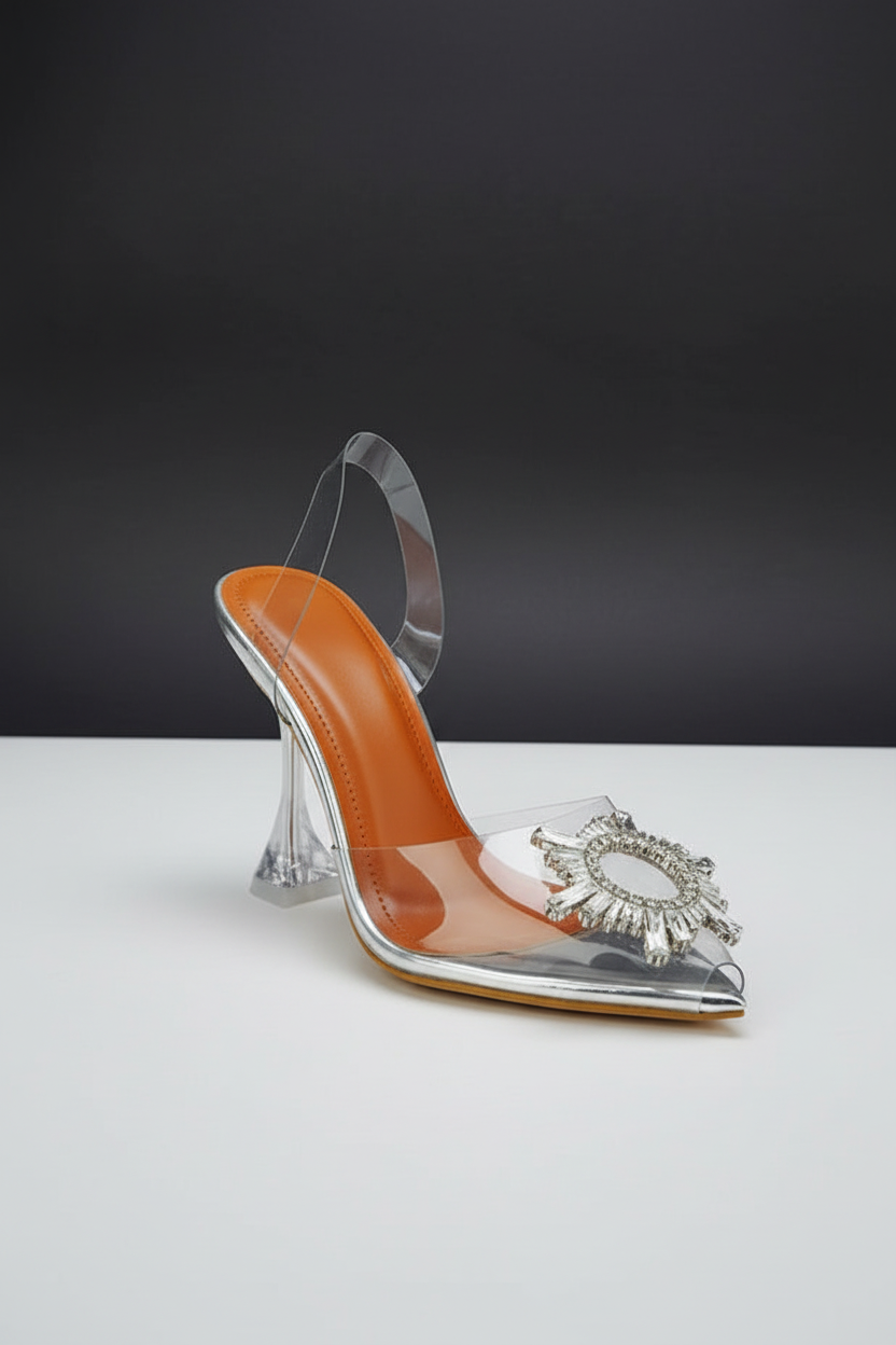 Crystal brooch heel - single