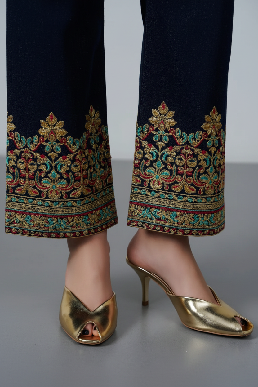 Model legs wearing golden party peep heels