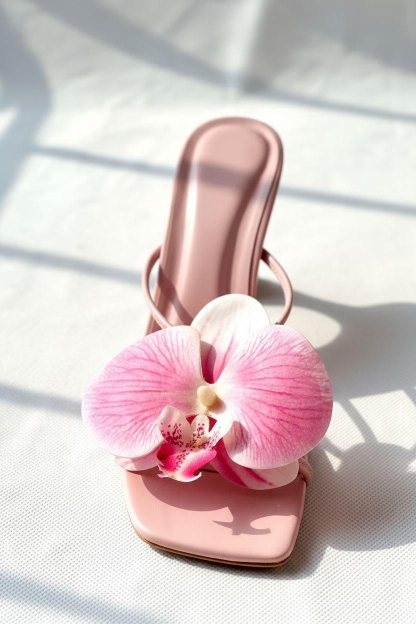 Pink floral heel - single