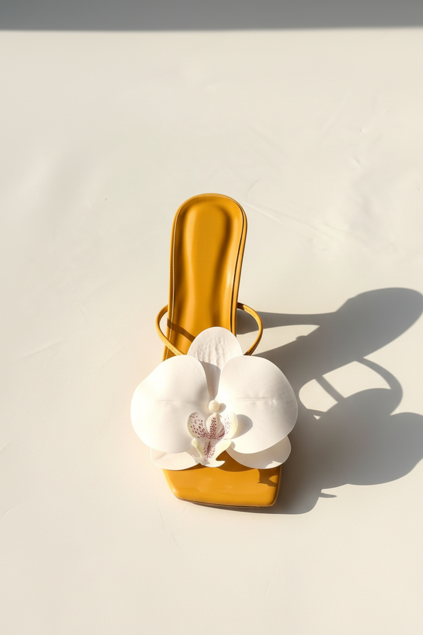 Yellow floral heel - single